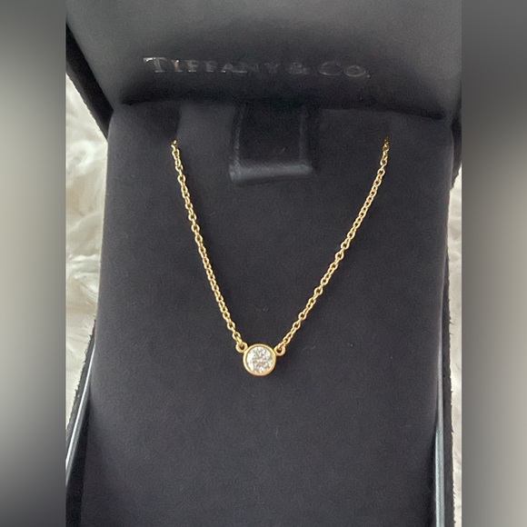 TIFFANY & CO PERETTI 18K Yellow Gold Diamonds By The Yard Necklace - 0.22 Carat - Picture 2 of 8